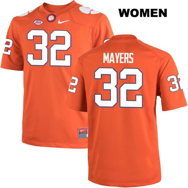 Women's Clemson Tigers #32 Sylvester Mayers Stitched Orange Authentic Nike NCAA College Football Jersey JGJ7846AK